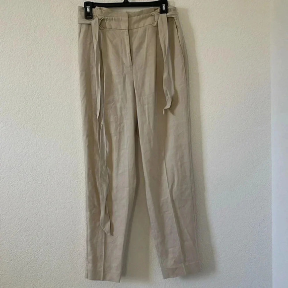 EUC | Express | High Waisted Paperbag Ankle Pants | Beige | Sz 6 - Picture 1 of 5